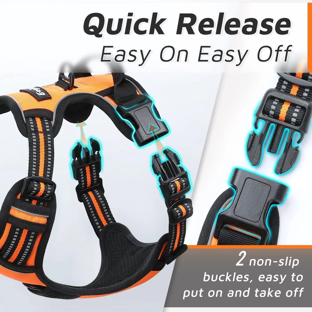 Dog Harness for Large Dogs, No Pull Service Vest with Reflective Strips and C...