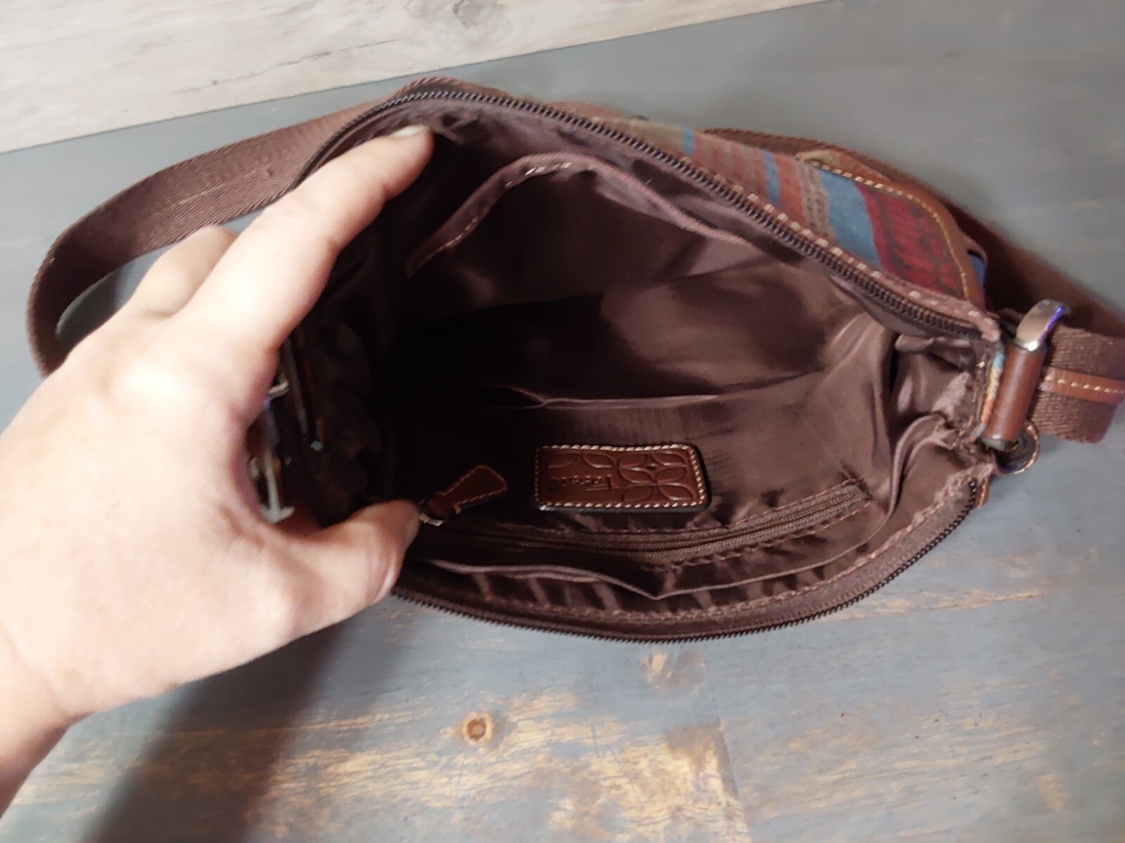 Fossil Canvas Patchwork Crossbody Shoulder Purse … - image 6