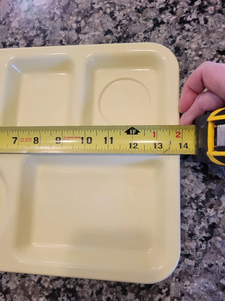 6 Arrowhead #1400 Divided School Church Lunch Trays Melamine Yellow 14" x 10" - Image 4 of 4