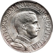 ITALY KINGDOM  1910-R  1 LIRA SILVER COIN UNCIRCULATED, PCGS CERTIFIED MS62