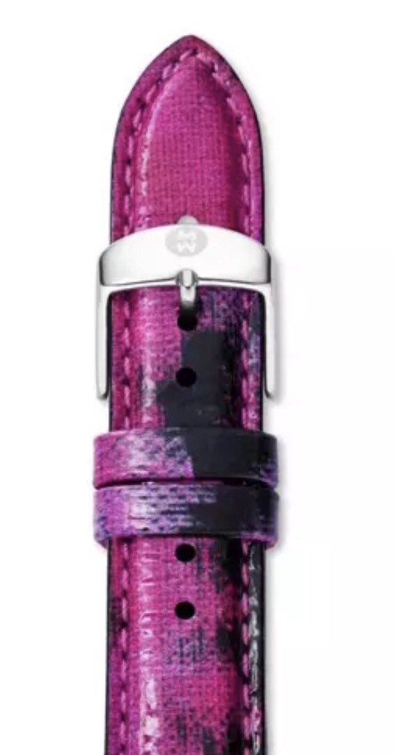 Michele W1124 16mm Pattern Leather Twilight Purple Watch  display picture 3