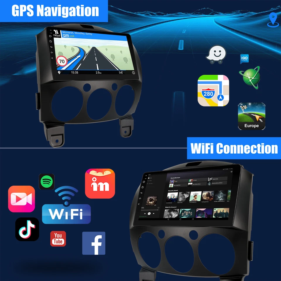 4G+64G Android 14 Car Stereo Fits Mazda 2 2007-2014 Apple Carplay GPS Navi Radio - image 4 of 4
