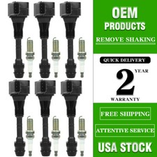 6 Pack Ignition Coil & Iridium Spark Plug For Infiniti M35 G35 I35 FX35 V6 UF349