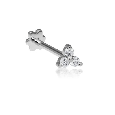 VS/G 14K Real Natural Round Diamond Body Piercing Nose Ear Stud Pin White Gold