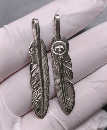 REAL 925 Sterling Silver Indian Thunderbird Feather Pendant Charm DIY Jewelry - Picture 7 of 15