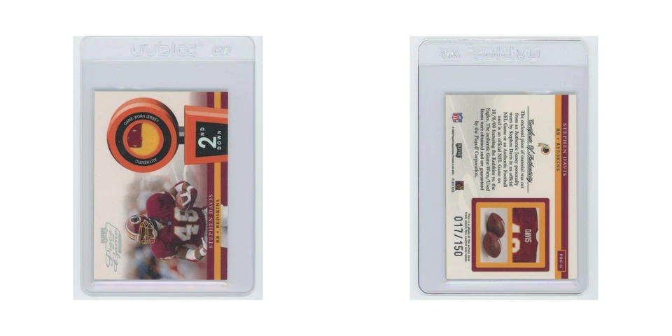 Stephen Davis #/150 2002 Playoff Piece of the Game Materials 2nd Down #POG-46 NM - Image 3 of 3