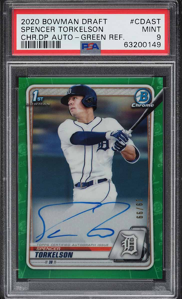 SPENCER TORKELSON 2020 Bowman Draft 1st Auto Green refractor #/99 PSA 9 MINT