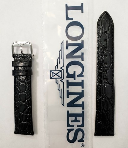 ORIGINALE Longines 18mm L682100662 Nero Pelle Cinturino Orologio Band W  Argento Fibbia | eBay
