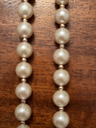 Faux Pearl Long Necklace Vtg Career Fashion Glam Dressy Old Money Romantic Gift - Picture 18 of 24