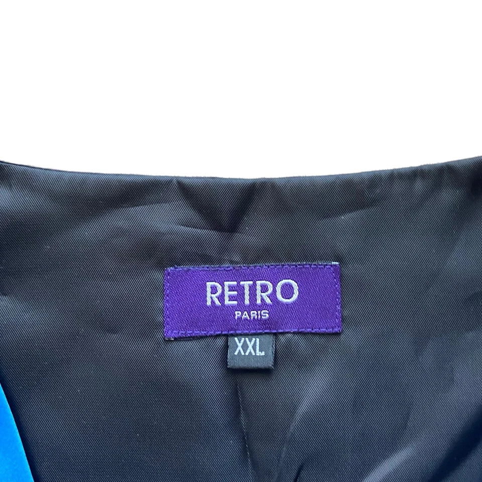 Retro Paris Teal Blue Button Up Suit Tuxedo Wedding Prom Formal Vest Size XXL - Image 2 of 4