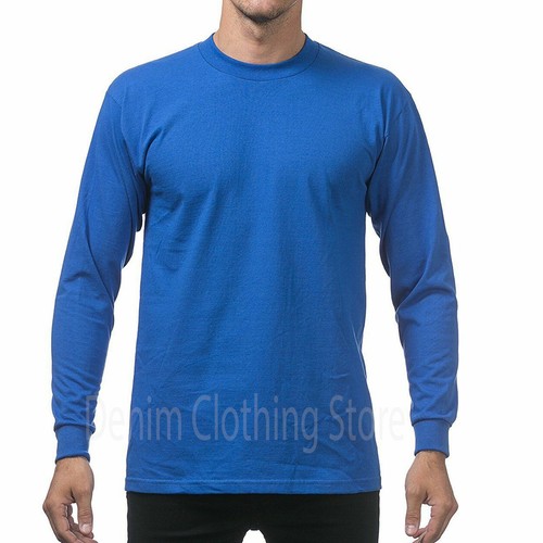 Pro Club Men's Heavyweight Cotton Long Sleeve Crew Neck T-Shirts S~7XL ProClub - Picture 17 of 21