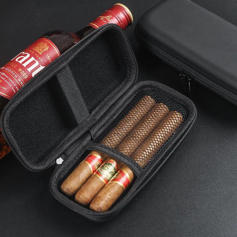 Portable Cigar Case Light Weight Travel Storage Bag Pouch Cigar Cutter Lighter
