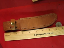 BROWN LEATHER SHEATH FOR HUNTING KNIFE 5 INCH   GOLDEN SPIKE WOODSMAN 41206