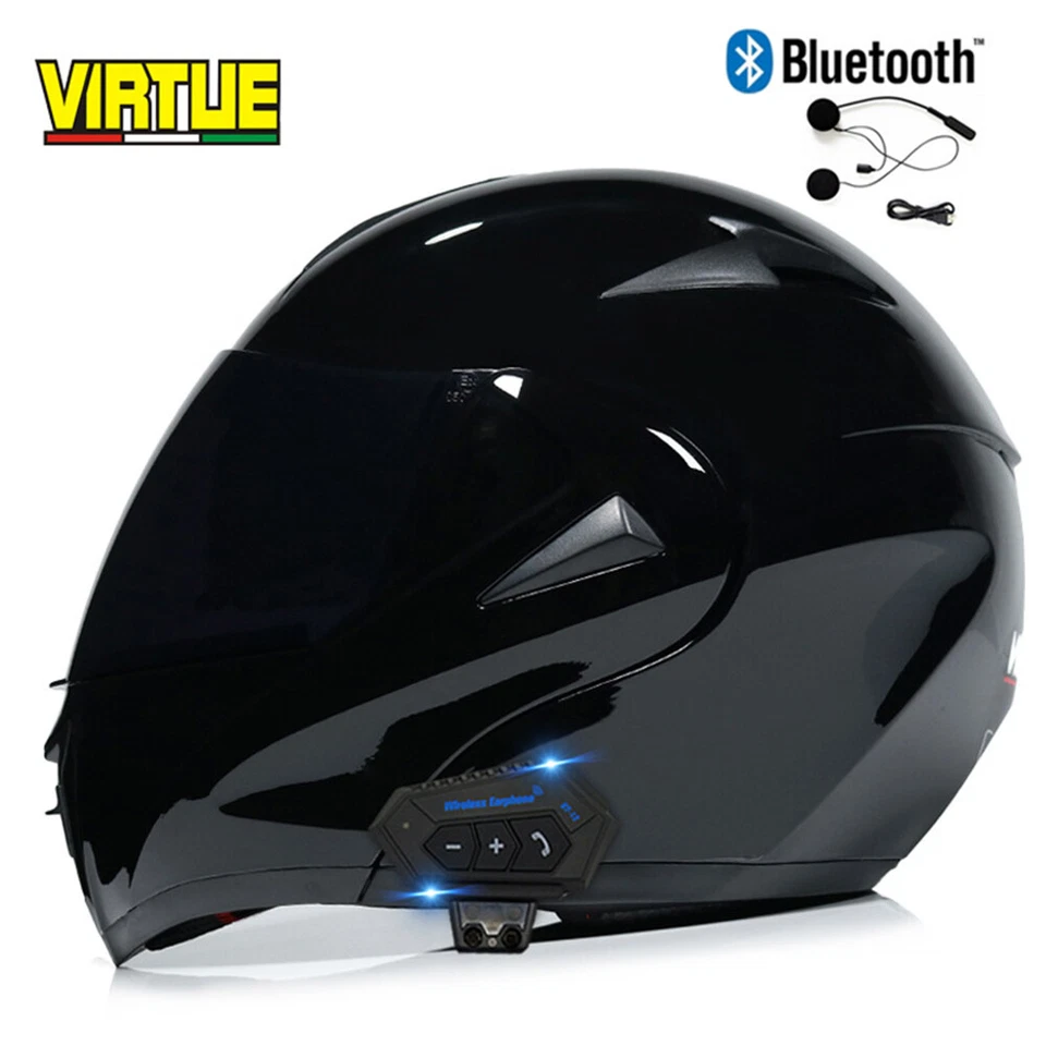 Bluetooth Modular Flip Up Motorcycle Helmet Full Face Dual lens Motorbike Helmet - Image 4 of 4