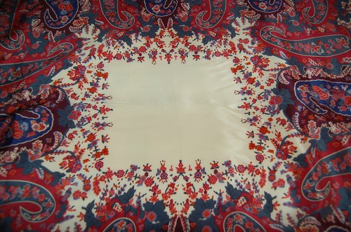 Carole Little Womens Scarf Square Silk Paisley Multi-color Wrap Red Ivory Blue - Picture 2 of 7