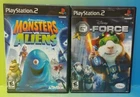 Disney G Force + Monsters vs Aliens - PS2 Playstation 2 Game Lot Tested Complete