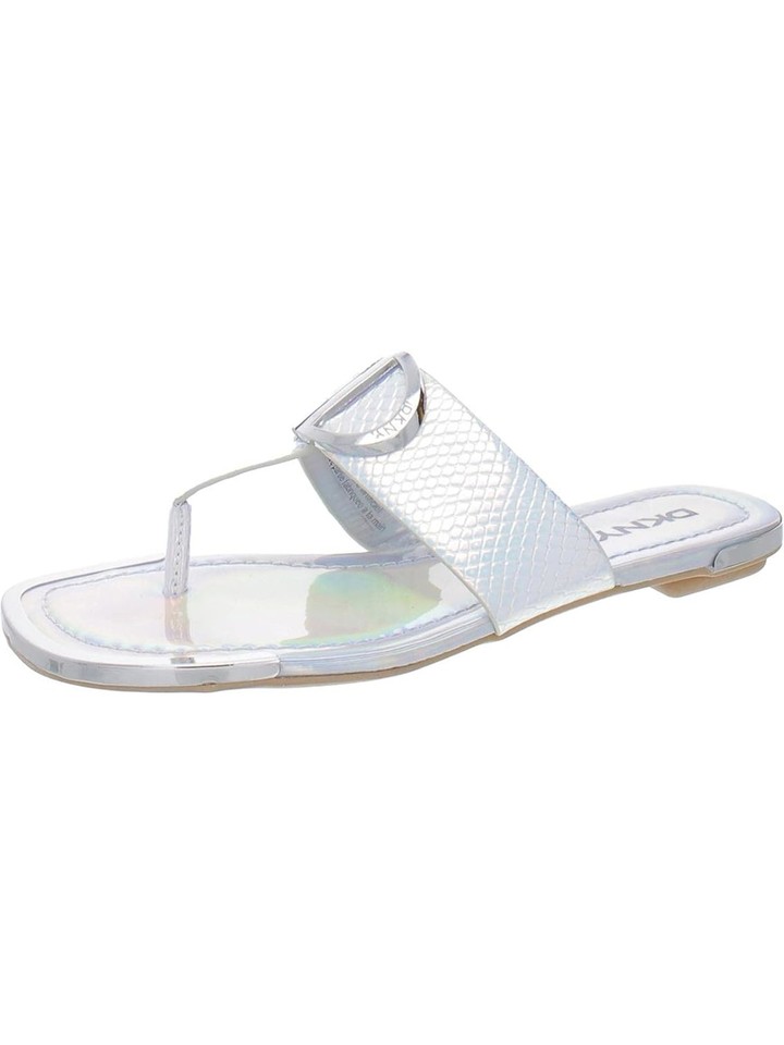 DKNY Womens Silver Snake DRingIridescent Halcott Slip On Thong