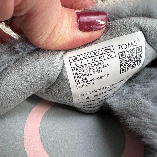 Toms Susie Faux Fur Slippers Slides Womens Size 9 Gray Casual Comfort Cozy - Picture 6 of 6