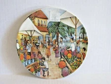 Effetti D'Arte Salad Plate Flower Market Scene Made In Italy 8" HTF
