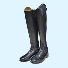 Da Vinci By Tredstep Womens Black Back Zip Knee High Riding Boots Size 38--New