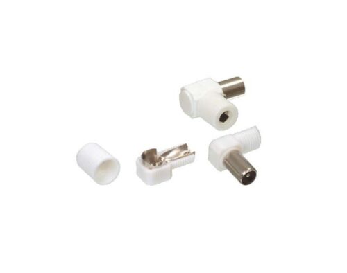 Connettore coassiale MASCHIO PVC Bianco angolo 90° spina volante IEC antenna TV - 第 1/1 張圖片