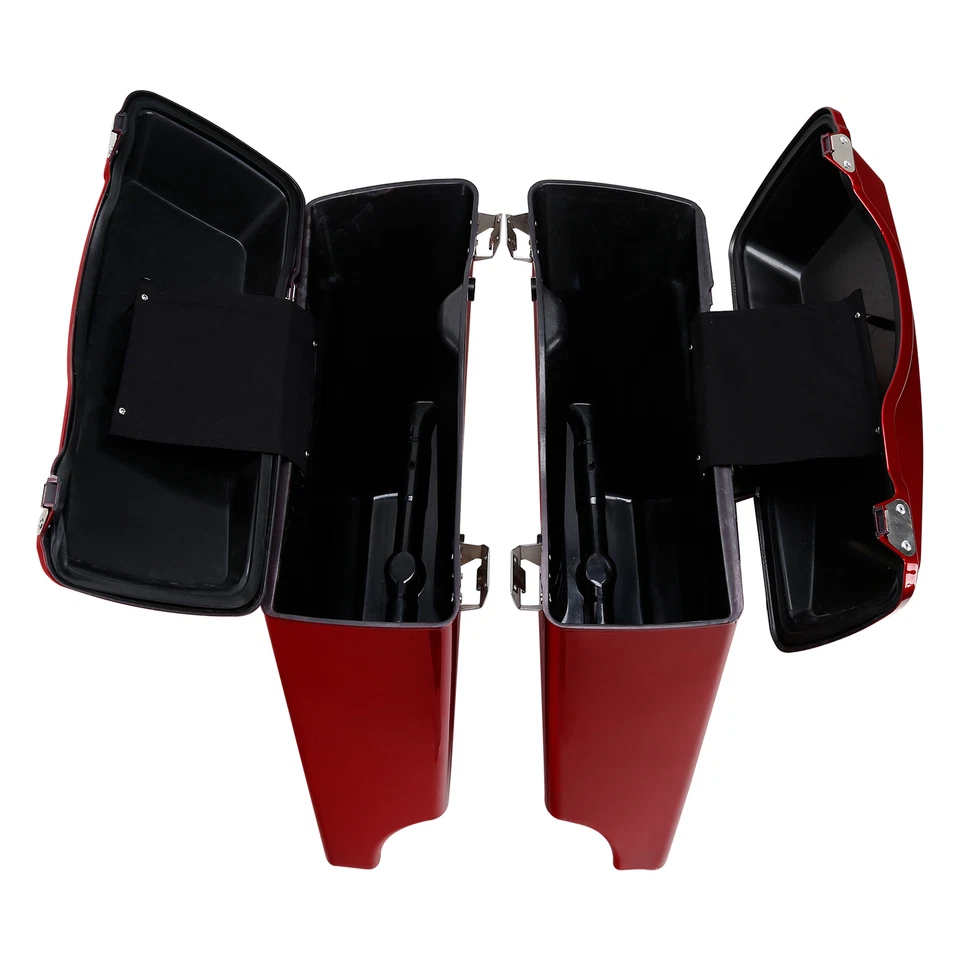 Красные растянутые удлиненные жесткие седельные сумки для Harley Touring Road King Glide 93-13 - Изображение 3 из 4