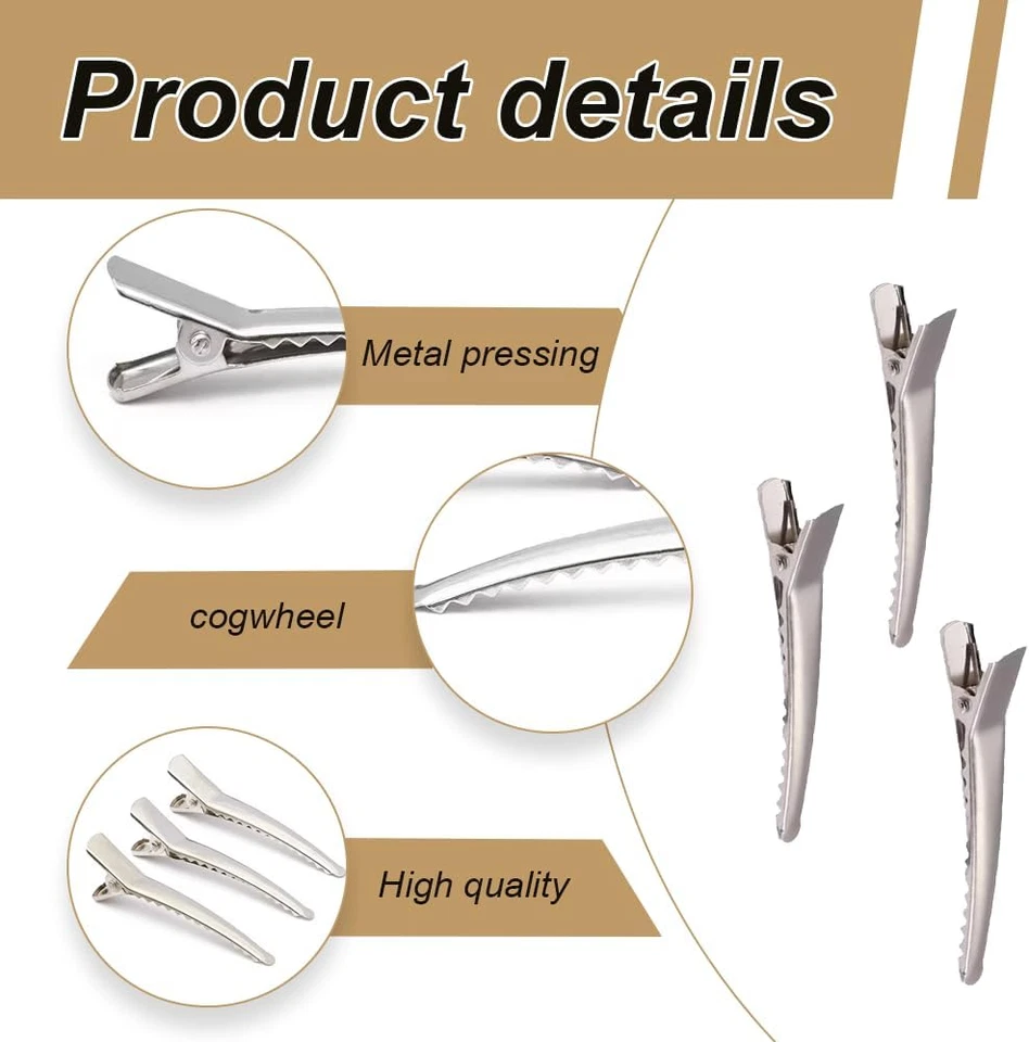 Fermagli per Capelli, 10 Pezzi Clip per Capelli Di Metallo, Mollette per Capelli - Immagine 3 di 4