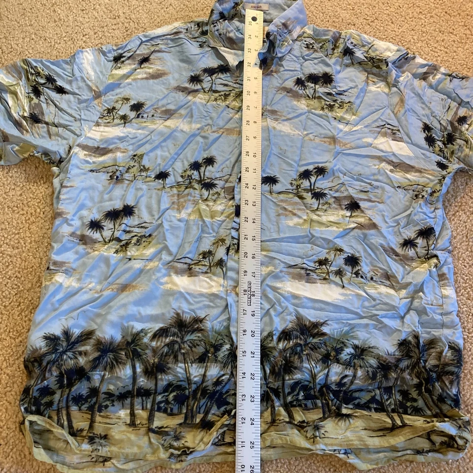 Camisa Hawaiana Manga Corta Azul Edición Natural Para Hombre Talla M Mediana Abotonada Foto 3 de 4