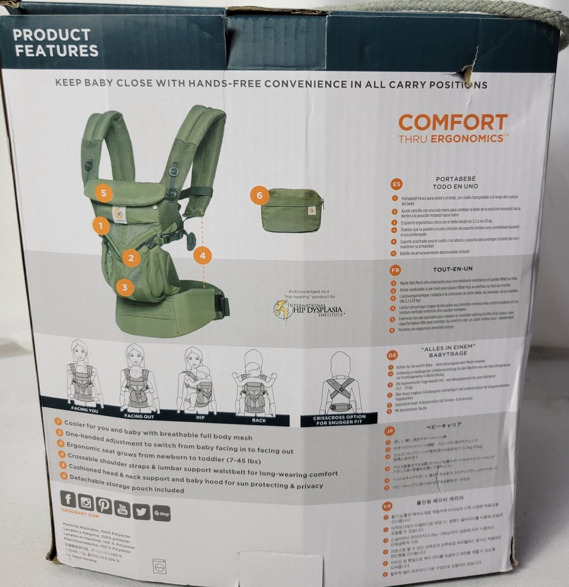 OMNI 360 COOL AIR 抱っこひも Khaki Green Ergobaby Omni 360 All-in-One Baby Carrier - Khaki Green, 7