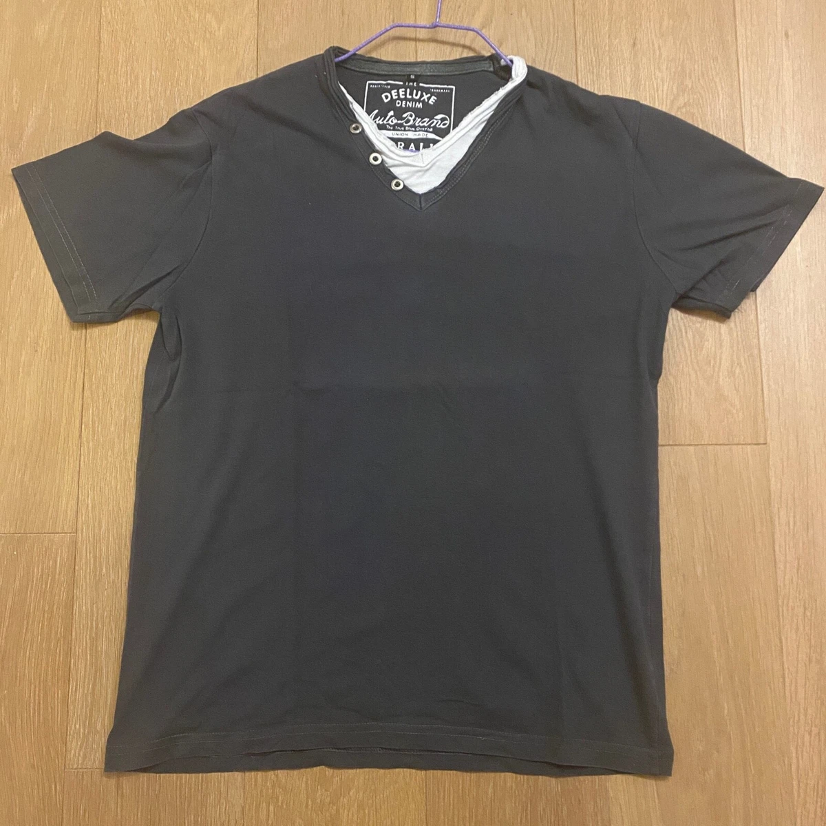 T Shirt manches courtes Homme DEELUXE 74 Denim Taille S Gris