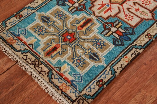 Auténtica alfombra kazaja hecha a mano diseño tradicional lana artesanía 3x8 pies - Imagen 7 de 16