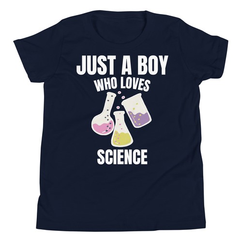 Just A Boy Who Loves Science Students Science Lovers Youth T-Shirt - Picture 3 of 6