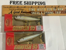 LOT OF 2 LUCKY CRAFT Gunfish 95NF ~None Feather~  250 Chartreuse Shad SHIPS FREE