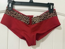 NWT Vintage Fredericks Of Hollywood Red And Leopard Mesh Cheeky Panty large