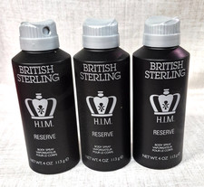 3 x British Sterling by Dana HIM RESERVE Men's Body Spray Fragrance 4 oz H.I.M.