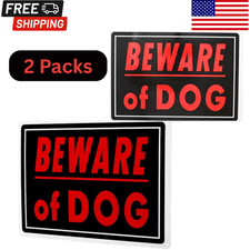 2 set BEWARE OF DOG 10" x 14" Aluminum Warning Sign Hillman preholes