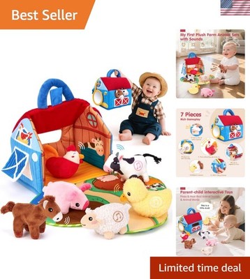 Baby Toys 6-12  - Surprise Barn with Stuffed Farm Animals with Real Sounds - ...