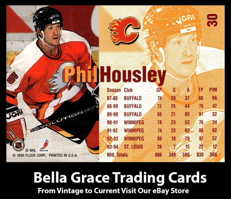 1994-95 Fleer Phil Housley #30 Calgary Flames NHL Hockey - Image 2 of 2
