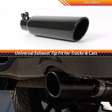 Black Stainless Steel Exhaust Tip Rolled-edge 3 Inlet 4 Outlet 12 Length Tip