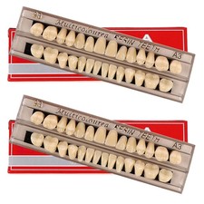 56 Pcs False Teeth Dental Complete Acrylic Resin Denture Teeth, 2 Set Whole...