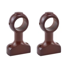 2 Pack Brown Wood Curtain Rod Holder, Bracket, Fits 1 2/5 Pole, Wall Mount