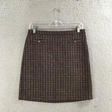 Ann Taylor LOFT Skirt Womens 4 Mini Straight Pencil Lined Zip Casual Black Tweed