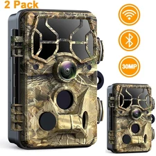 2* Campark Wildlife 1296P WiFi Trail Camera Hunting Game Cam 30MP Night Vision
