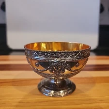 Silver Plate Ram's Heads Ornate Rose Bowl Stamped Corbell & Co. Vintage 1950's