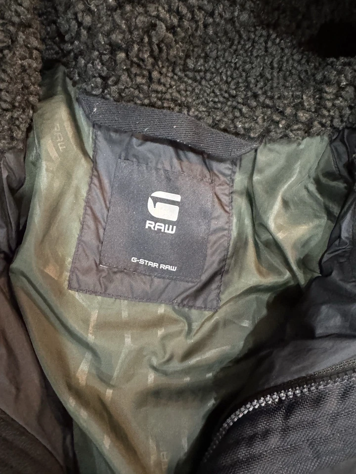 G-Star RAW Namic Lite Parka Jacket Black Navy Hooded Long Coat Size M - Image 2 of 4