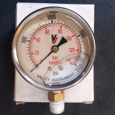 #ad Valley Industries GXB 2000 max psi 140 Bar liquid filled pressure gauge 2.5quot; Nos $35.00