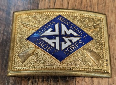 Vintage 1930s John Marshall Cadet Corps Richmond VA Enameled Belt Buckle