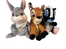 Set of 3 - Disney Store Beanies Mini Bean Bag Bambi Thumper Flower Plush