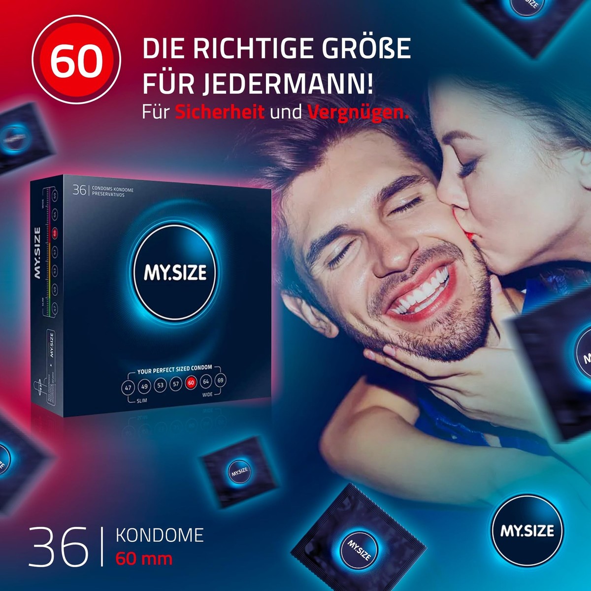 My.Size Kondome Größe 5, 60 mm, Großpackung, Inhalt 36 Stück (1er Pack)  4025838843632