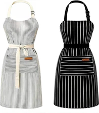 2 Pack Apron - Unisex, Adjustable Bib Kitchen Apron, Cooking Apron, Aprons for W